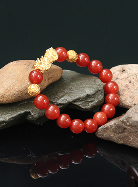 黑曜石沙金貔貅男女款手串