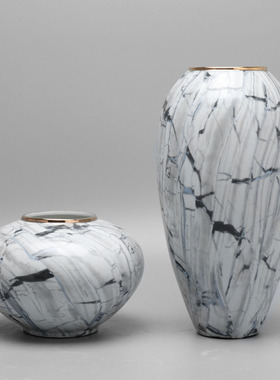 现代新中式简约陶瓷花瓶工艺品样板间客厅软装饰品博古架花器摆件