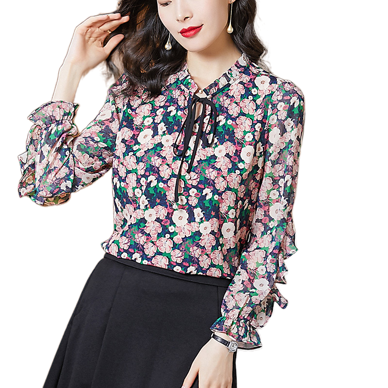 秋装温柔女百搭减龄洋气高档衬衫 璨盛蕾丝衫/雪纺衫