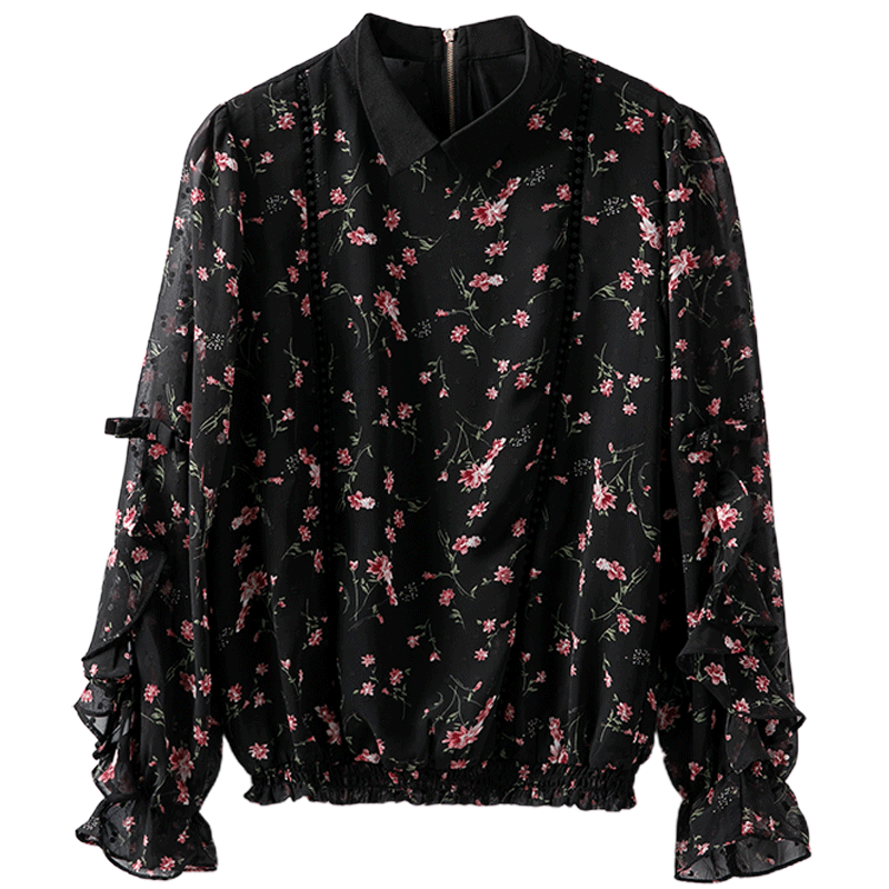 欧货女士韩版小衫印花设计感衬衫 璨盛衬衫