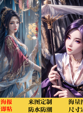 门贴墙贴纸动漫女神防水自粘贴画木门衣柜厕所玻璃防窥二次元贴画