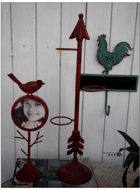 美式风复古做旧座钟留言板摆件