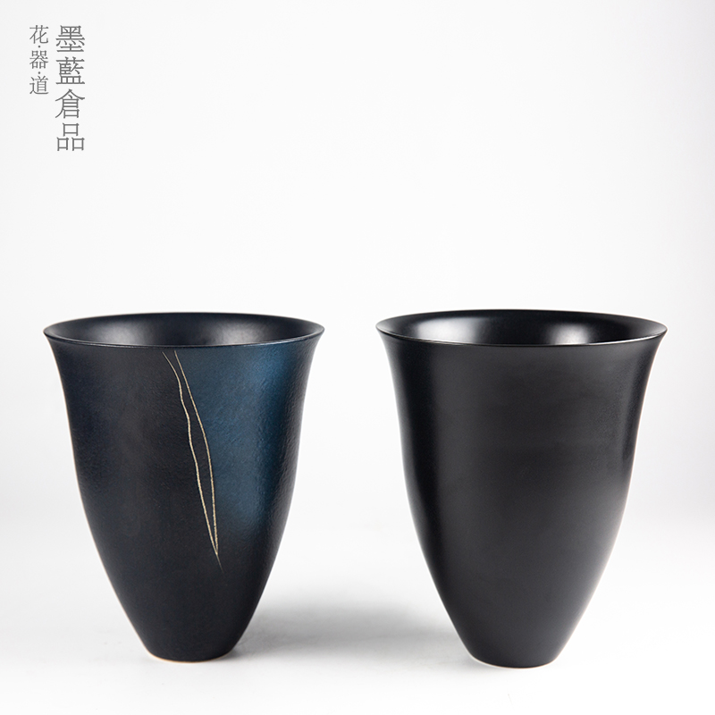 日本进口池坊花器插花器皿日式花道禅意轻奢陶瓷创意干花花瓶摆件