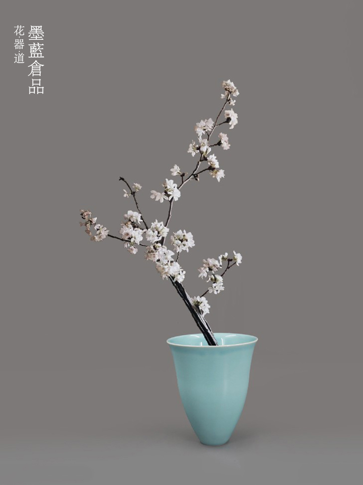 日本进口池坊花器插花器皿日式花道禅意轻奢陶瓷创意干花花瓶摆件 - 图0