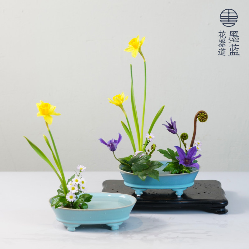 仿古汝窑水仙盆陶瓷水培花盆 日式花道插花花器复古禅意中式器皿,淘宝优惠券,粉丝福利购,淘宝优惠卷