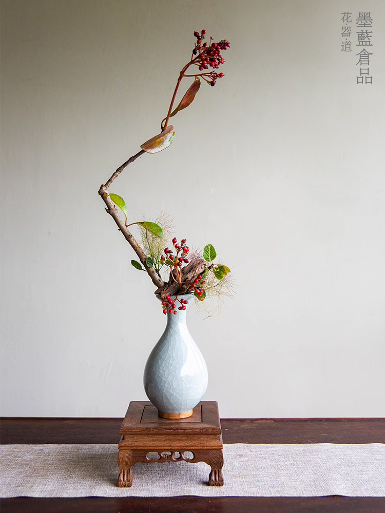 黑檀木小花架底托花瓶摆件花器实木底座桌面盆景摆放植物矮木架-图0