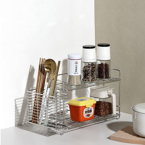 挂式筷子筒带挂钩不锈钢餐具沥水篮厨房碗架配件侧挂刀叉勺收纳架 - 图0