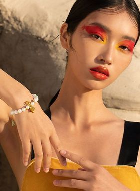 现货天然爱迪生珍珠手串女金刚杵925银镀18k金翡翠手链源头工厂