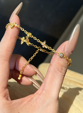 足金999水贝黄金双面小蝴蝶手链