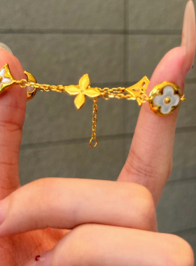 古法5D手串手链足金999水贝黄金白贝大五花手链2025新款送礼