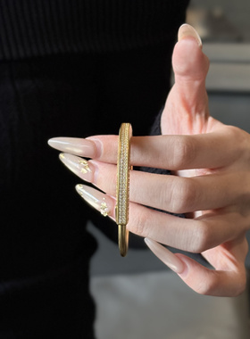 2025新款足金999点钻克罗u型手镯女版时尚镯子水贝黄金送礼