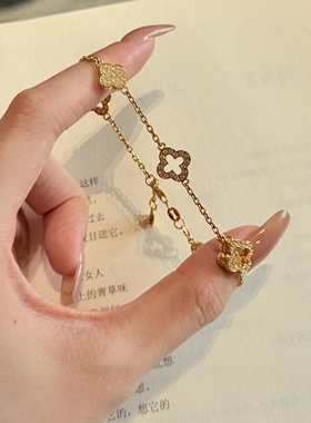 足金999水贝黄金满福四叶草手链