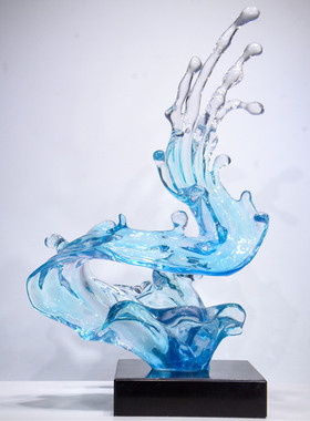 招财水花抽象雕塑摆件装饰酒店大堂客厅创意大型落地售楼处艺术品