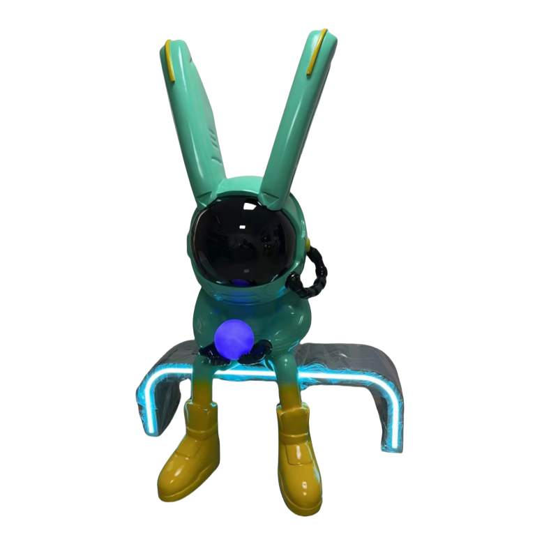 潮牌ROBBI兔月光兔落地大摆件酒吧KTV网红拍照商场美陈软装雕塑 - 图1