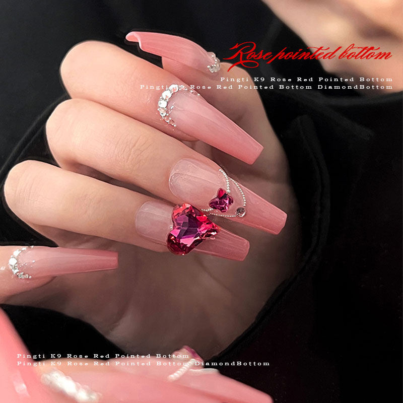 玫红色美甲饰品钻石水晶超闪异形尖底水滴歪桃心网红指甲钻新款,淘宝优惠券,粉丝福利购,淘宝优惠卷