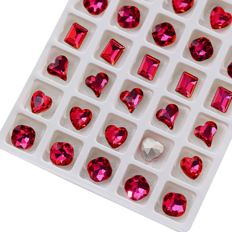 玫红色美甲饰品钻石水晶超闪异形尖底水滴歪桃心网红指甲钻新款,淘宝优惠券,粉丝福利购,淘宝优惠卷