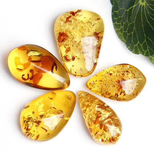 波罗的海天然琥珀蜜蜡原石项链男女款波罗的海水滴金花珀密腊吊坠 - 图1