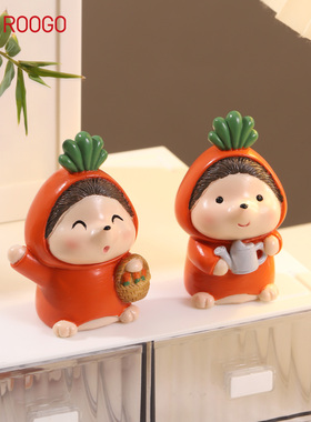 刺猬园丁摆件可爱卡通儿童桌面装饰品田园趣味公仔创意送学生礼物