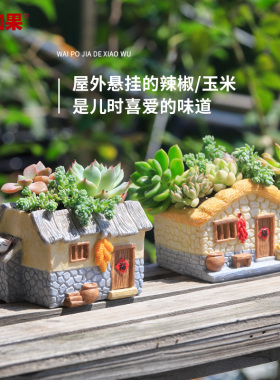 如果树脂田园风外婆家的小屋花盆