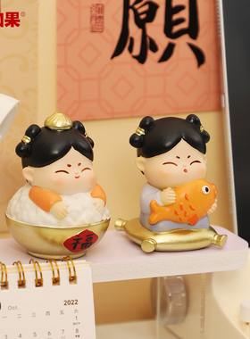 唐小圆纳财小摆件可爱打工女孩