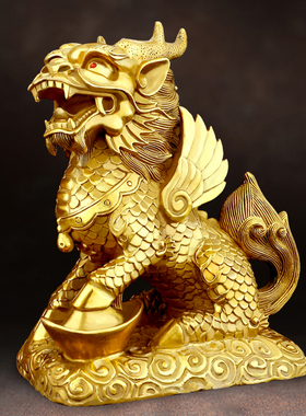 铜门口办公室开业送礼麒麟摆件