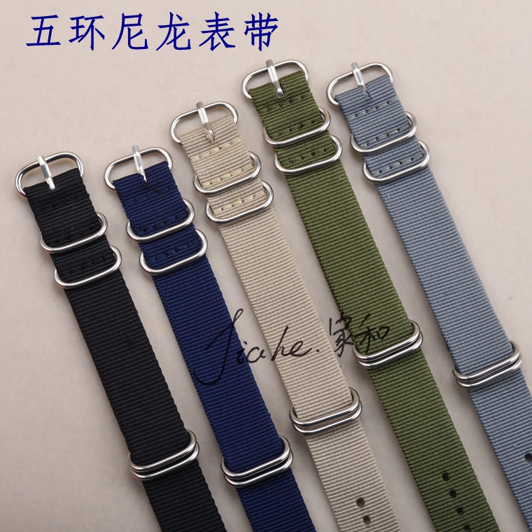 壹启表业无限|帆布|皮带男女手环真皮表带黑色黑军绿手表带尼龙兼容天美时1