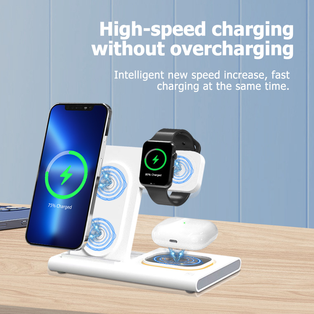 3亚马逊爆款三合一无线充电器 支持快充多功能无线充wireless charger 3 in 1 fast iphone charger - 图0