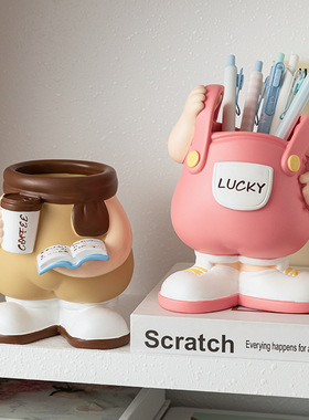 童趣创意背带裤可爱笔筒学生桌面