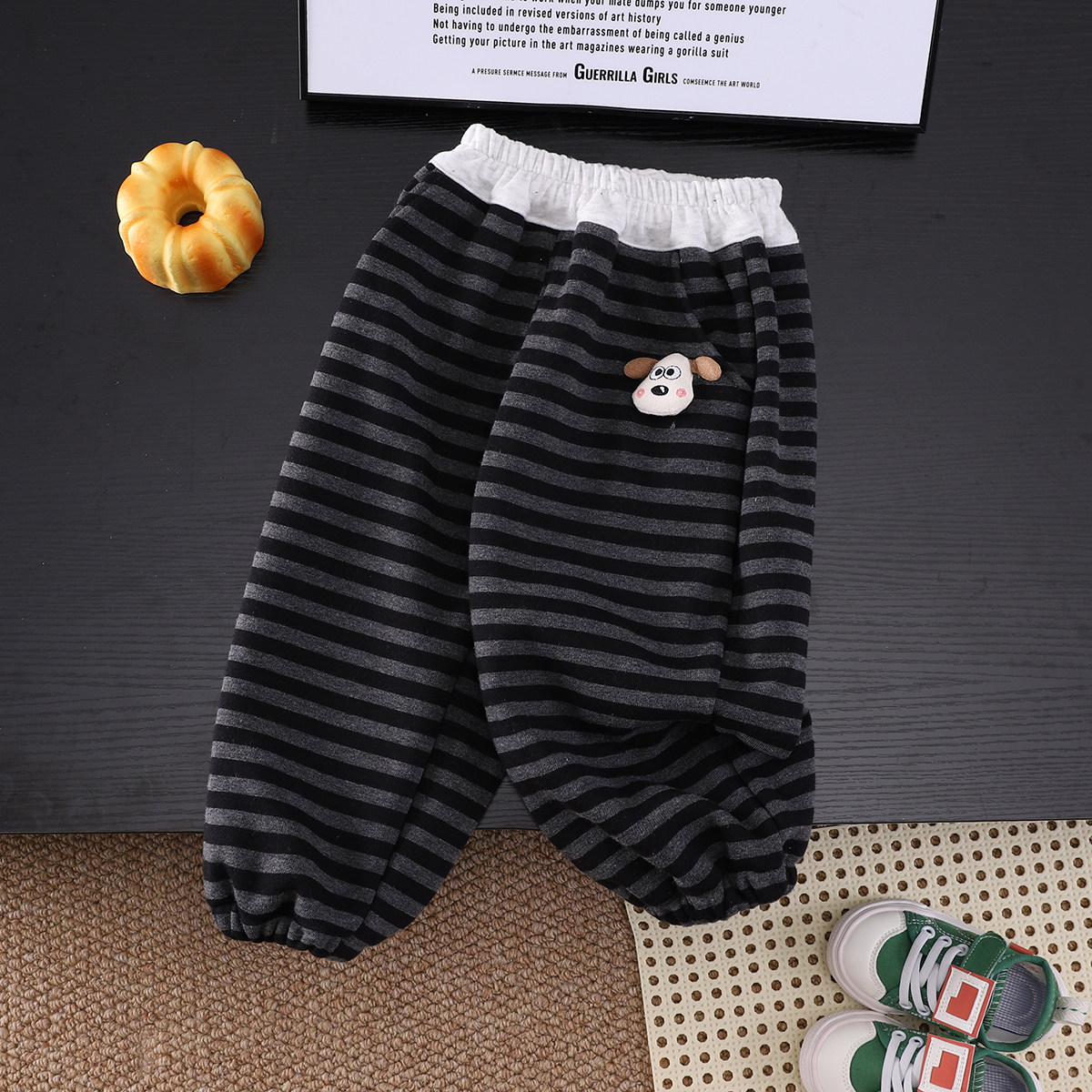 儿童裤子加绒休闲裤2025新款男童女宝宝幼儿园卫裤条纹薄绒一体绒,淘宝优惠券,粉丝福利购,淘宝优惠卷