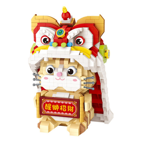 LOZ微钻小颗粒中国积木醒狮招财猫熊猫益智拼装玩具兔年六一礼物 - 图3