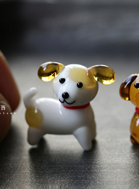 琉璃迷你仿真小狗桌面摆件