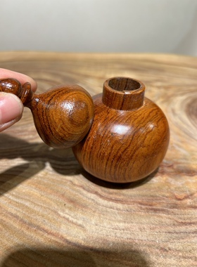 花梨木雕刻葫芦牙签盒/葫芦小摆件/小茶宠摆件创意礼品/
