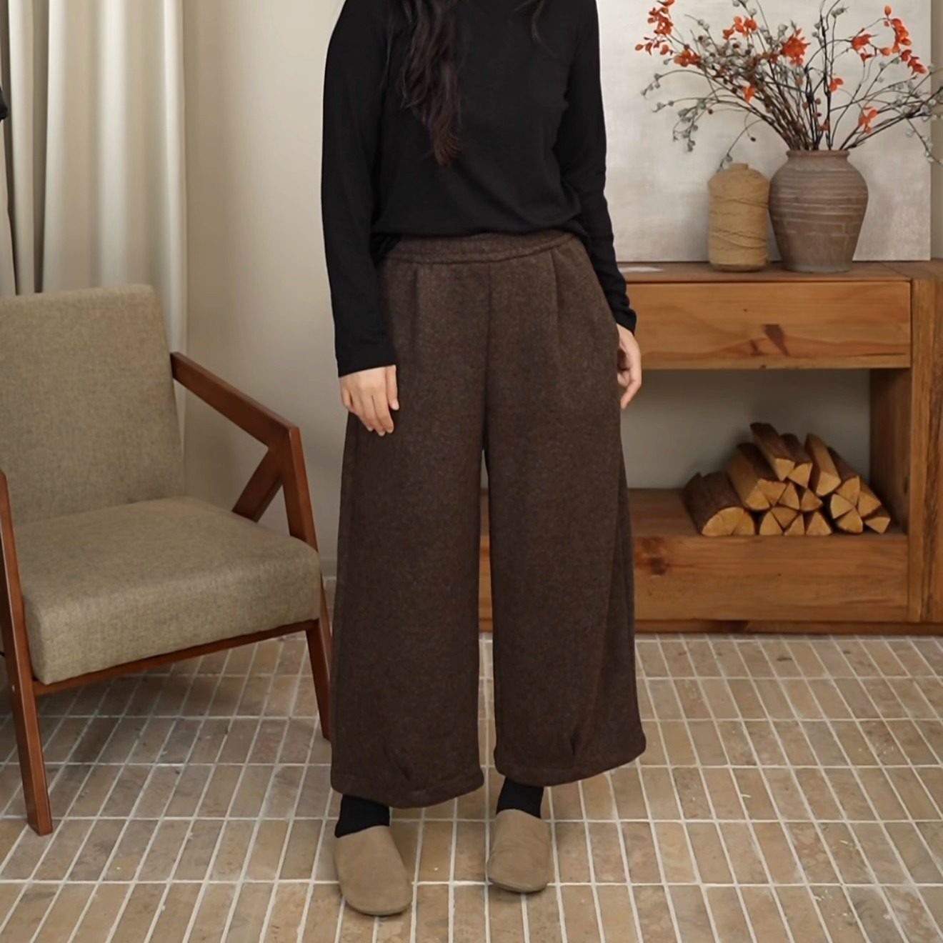 秋冬保暖呢绒休闲直筒阔腿九分裤女 321,淘宝优惠券,粉丝福利购,淘宝优惠卷