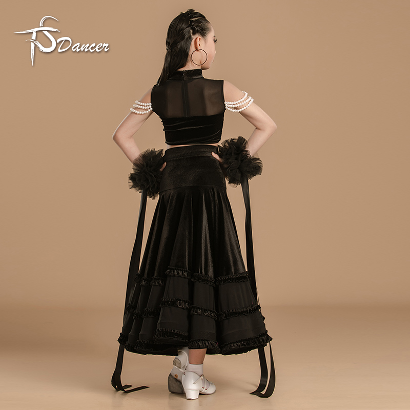 星舞林摩登舞服女童2025新款华尔兹交谊舞大摆裙表演服国标舞裙 - 图2