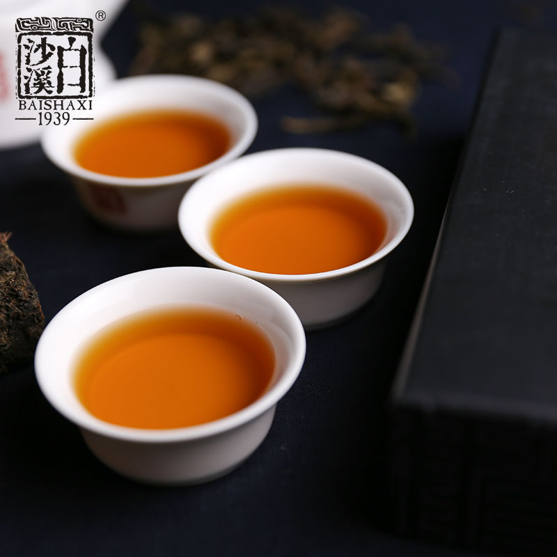 湖南安化黑茶白沙溪1953世博御品茯茶精品318g金花茂盛精致小礼盒 - 图2