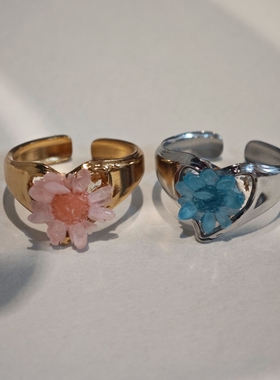 勇敢爱手作创意巴西小雏菊永生花戒指森系文艺小清新情侣闺蜜礼物