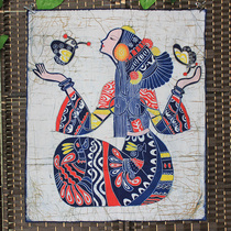 Middle number batik painting Miao ethnic group featured cloth painting butterfly female mural Living room Bedroom Decoration Painting Handmade Cotton Cloth Background Painting