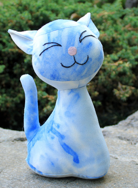 卡通猫咪客厅装饰品扎染棉布摆件