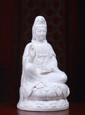 戴玉堂陶瓷坐莲娑婆三圣摆件 客厅家用供奉观音地藏菩萨如来佛像