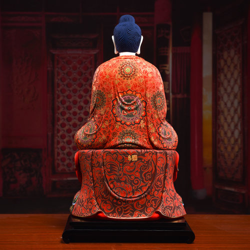 戴玉堂陶瓷摆件《极彩释迦牟尼如来》林建平释迦摩尼佛像客厅装饰 - 图2
