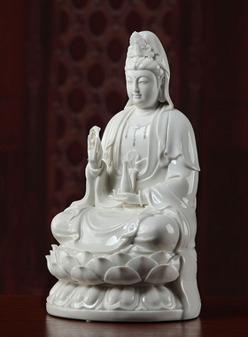 戴玉堂陶瓷摆件坐莲西方三圣神像阿弥陀佛观音大势至菩萨佛像家用