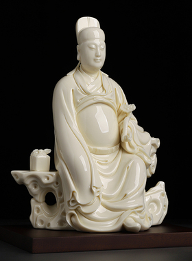戴玉堂张明贵陶瓷《中文昌帝君》神像家用供奉文曲星德化白瓷摆件
