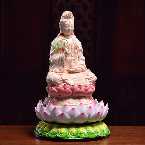 戴玉堂陶瓷莲花底座圆形台佛像垫高观音菩萨底座座台供奉供佛神像 - 图0