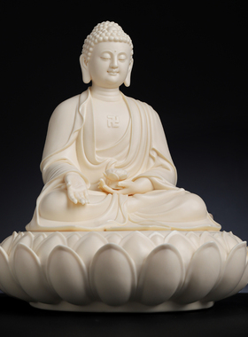 戴玉堂林弋新陶瓷摆件《莲座莲心阿弥陀佛》佛像摆件供奉家居装饰