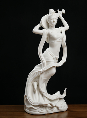 戴玉堂陶瓷摆件《反弹琵琶》德化白瓷飞天客厅玄关工艺品家居饰品