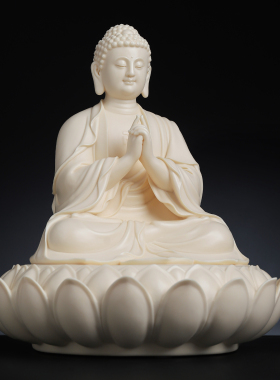 戴玉堂 林弋新陶瓷摆件《莲座莲心毗卢遮那佛》家用供奉佛像装饰