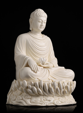 戴玉堂陶瓷周金田《幽莲婆罗佛》非遗收藏商务送礼摆件家居饰品