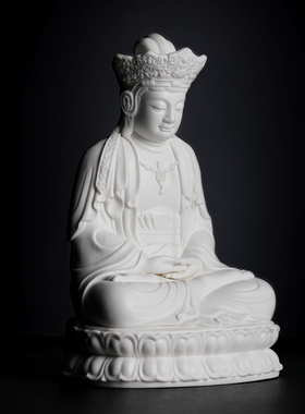戴玉堂德化白瓷林建平毗卢观音佛像坐莲观世音菩萨客厅工艺品摆件