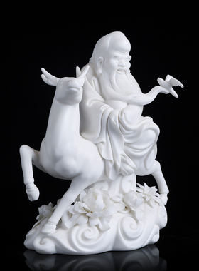 戴玉堂陶瓷苏献忠《蝠鹿寿》非遗收藏寿辰送礼祝福摆件家居饰品