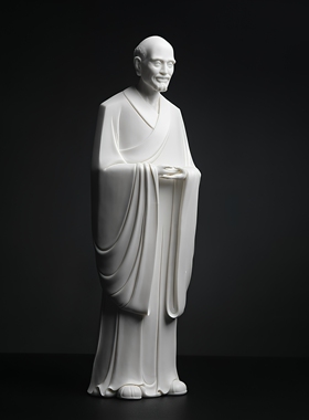 戴玉堂陶瓷摆件《弘一法师站立像》林建平德化白瓷客厅家居饰品